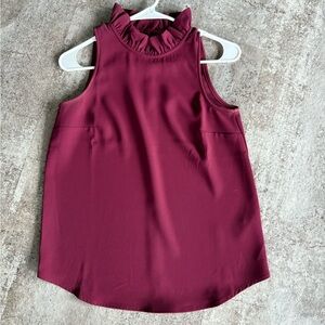 J. Crew Burgundy Ruffle Neck Blouse